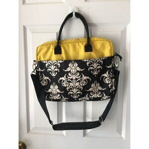 Yellow and Black Jackie Floral Laptop Travel Carrying Bag